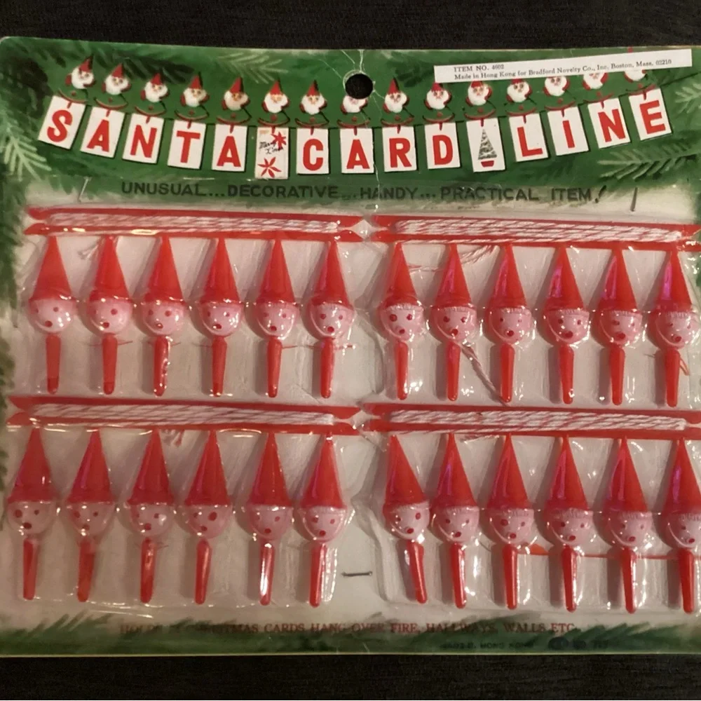 Vintage Santa Claus Card Line Christmas Card Holder Bradford Novelty NOS